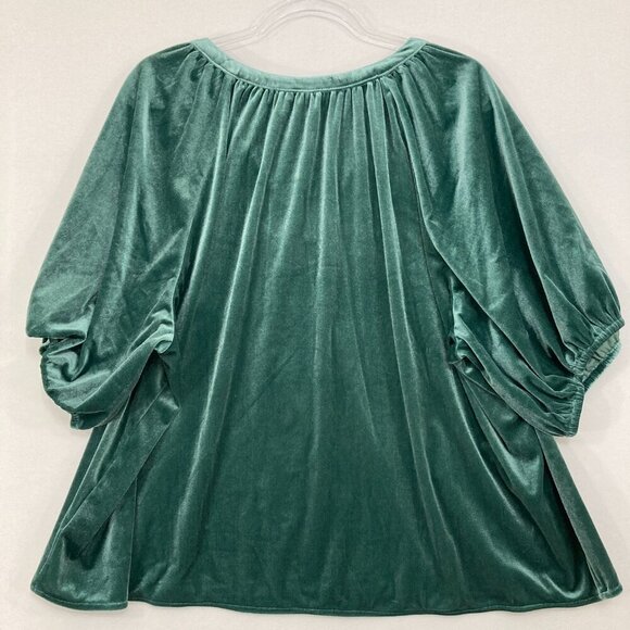 New GAP size XXL Green Velvet Soft Flowy Short Sleeve Stretch Blouse Feminine - Picture 8 of 9